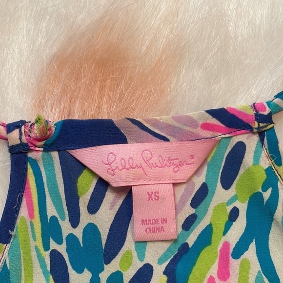 Lilly PULITZER SILK DUSK TOP‎ INDIGO PALM - Picture 4 of 8